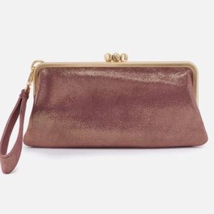 HOBO Daring Wristlet Clutch Sugar Plum Purple Shimmering Removable Wrist Strap